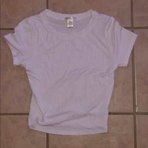 Basic white ribbed tee shirt